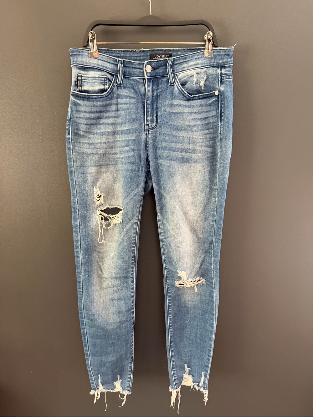 Judy Blue Medium Blue Distressed Skinny Jeans